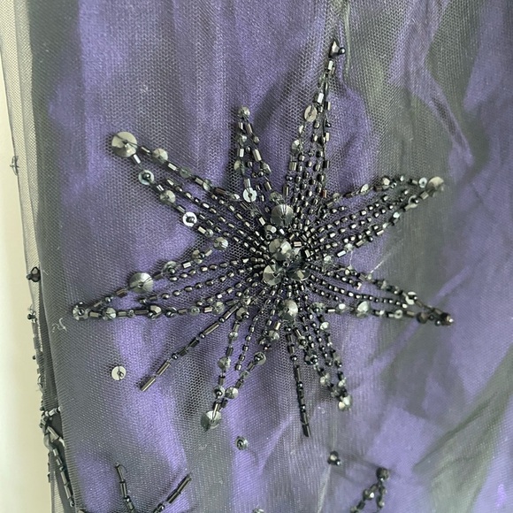 Emporio Armani Dress Wrap Tulle‎ Velvety Beaded Star Purple Size US 8 - Picture 5 of 10